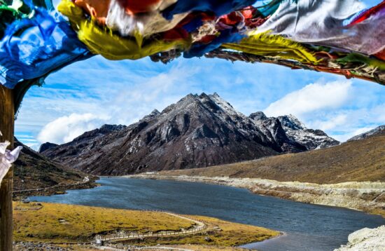 mountain with a lake